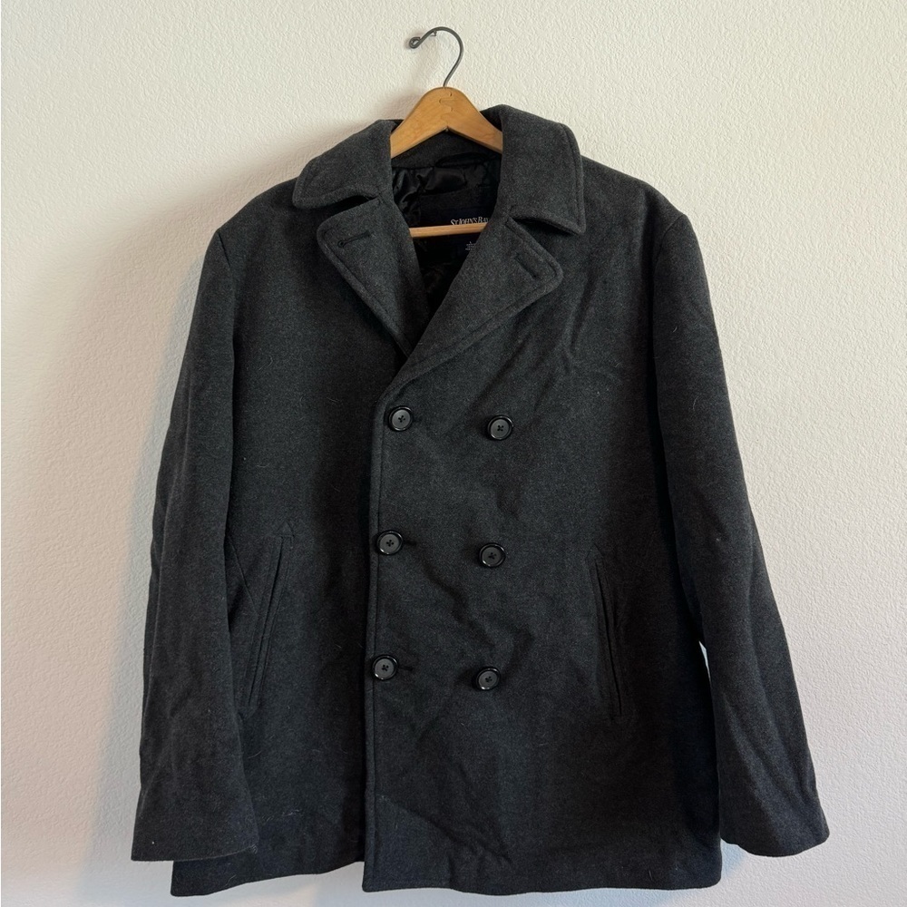 St John’s Bay Men’s‎ Gray Wool Coat Size Large
